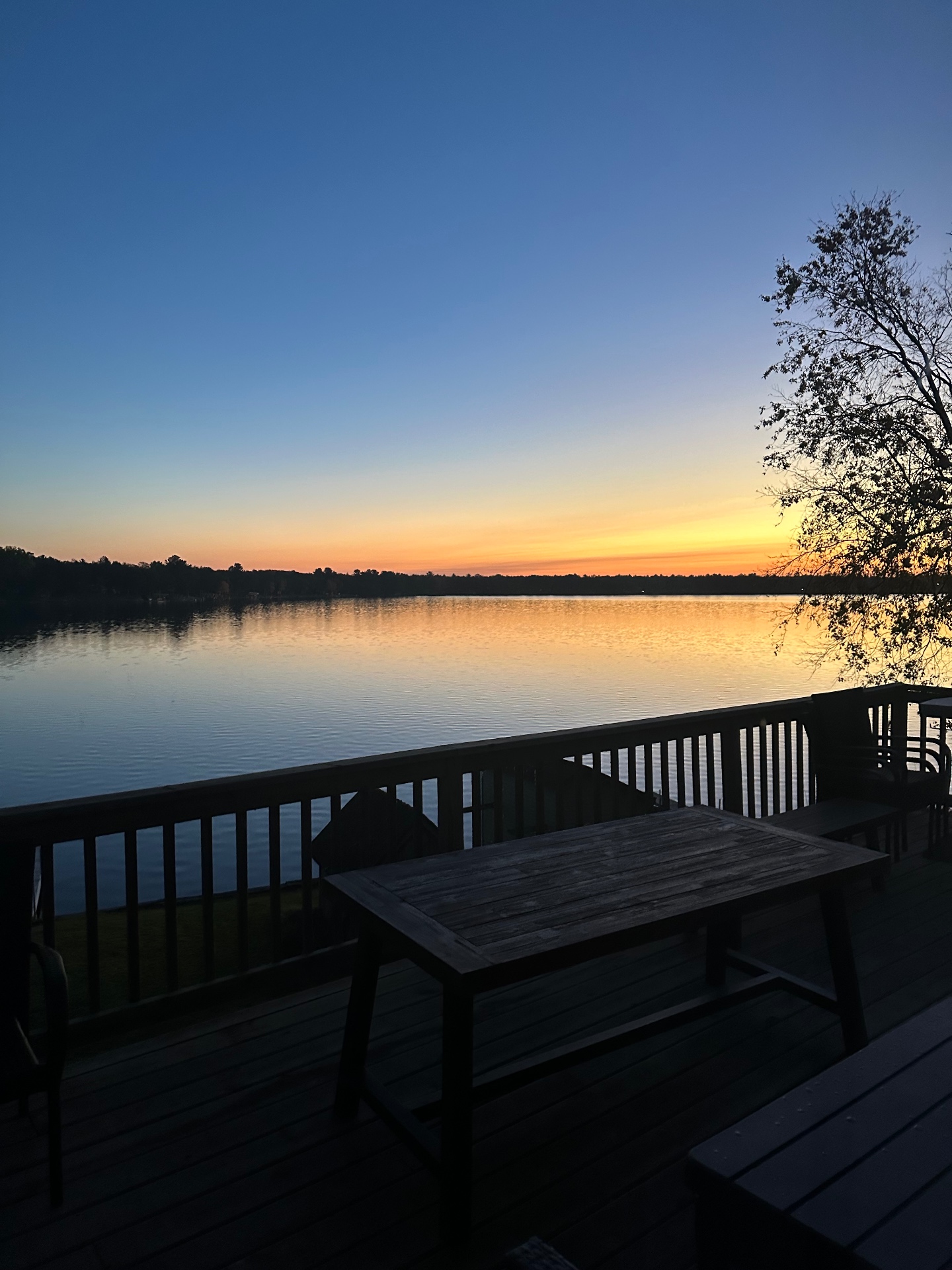 Calm lake at dusk in northern Michigan
